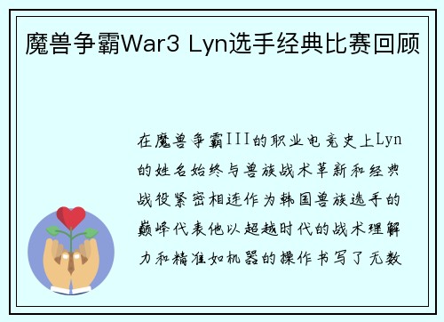 魔兽争霸War3 Lyn选手经典比赛回顾
